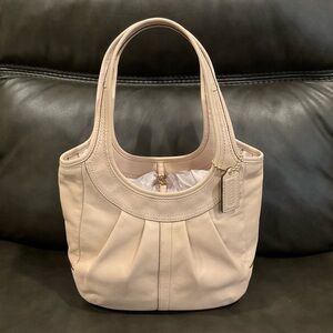 Vintage Coach Ergo Pleated Leather Tattersall Lining Hobo Bag